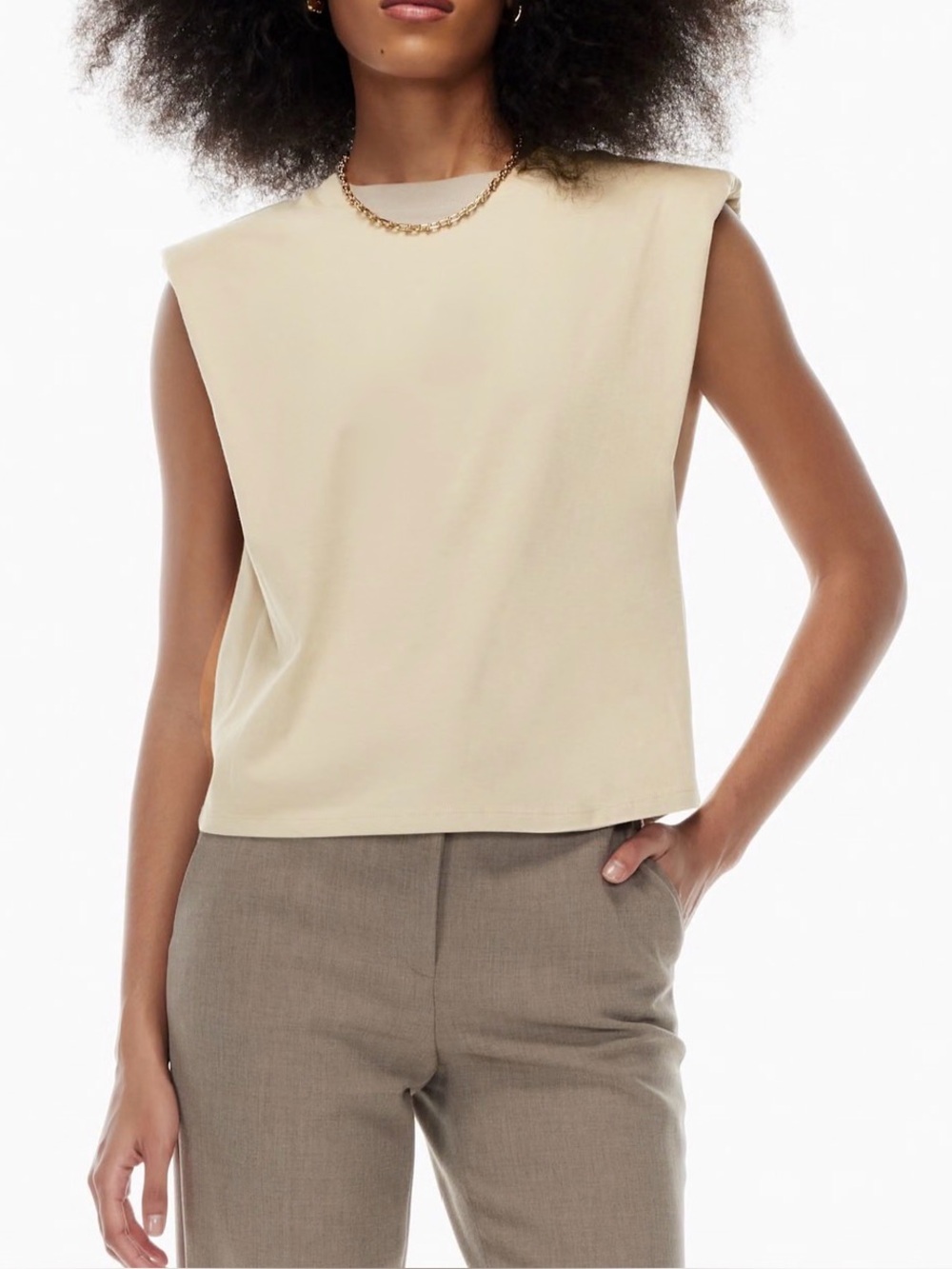 BABATON ARITZIA Shoulder Pad Tank Top - Tan Medium